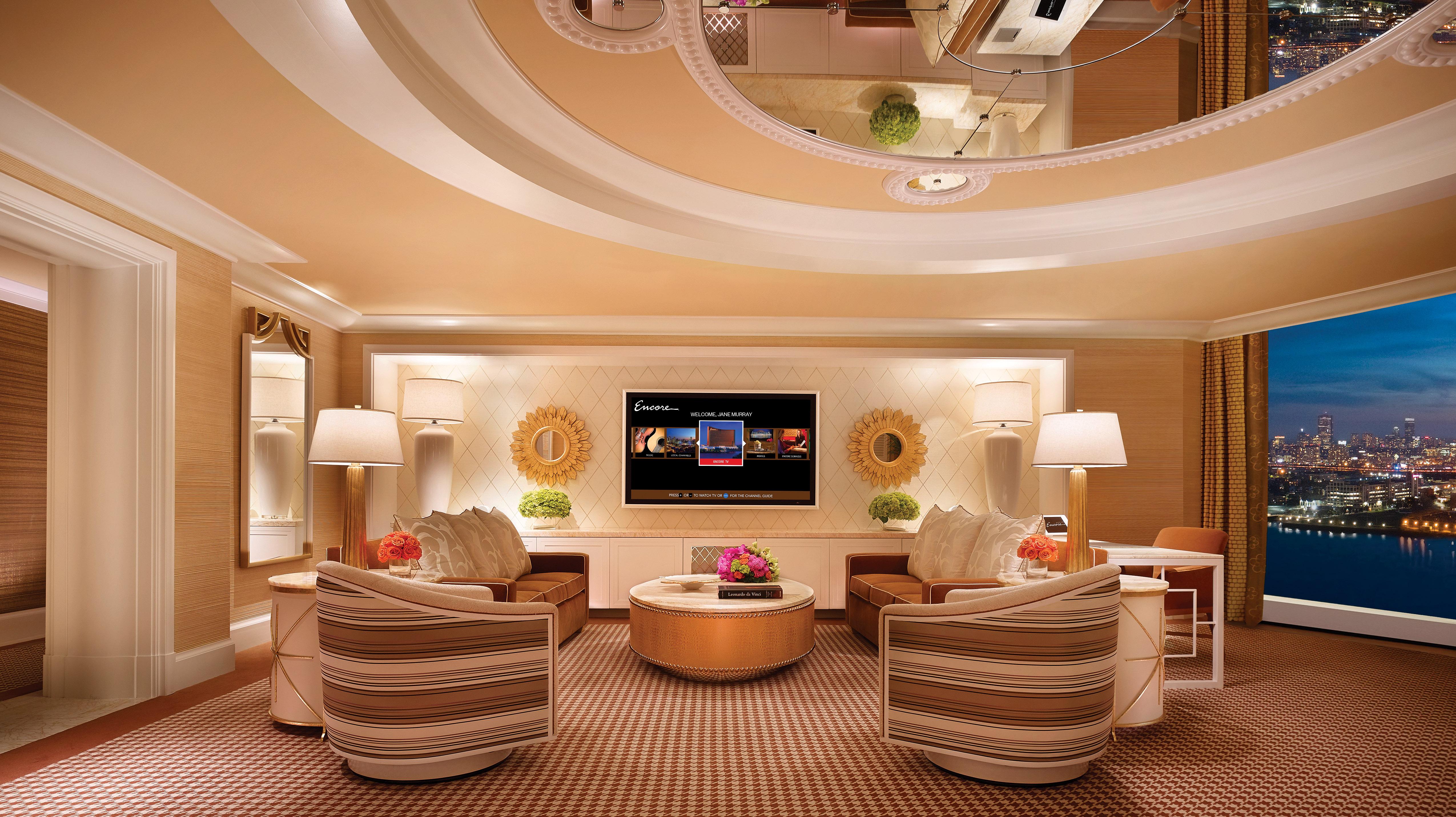 Encore Boston Harbor Everett Exteriör bild The living room of a two-bedroom suite